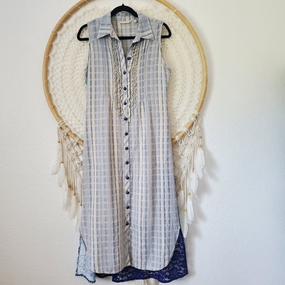 Soft Surroundings Enchanted Garden Mixed-Media Boho Sleeveless Maxi Dress XS - Picture 10 of 11